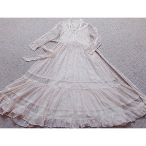 Gunne Sax pink rose prairie maxi dress size 13